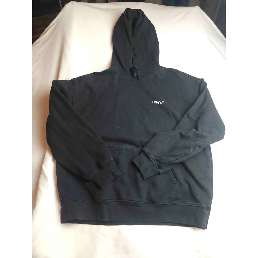 Levi's Relaxed Hoodie Mens XL Black Graphic Pullover Fleece Logo Streetwear